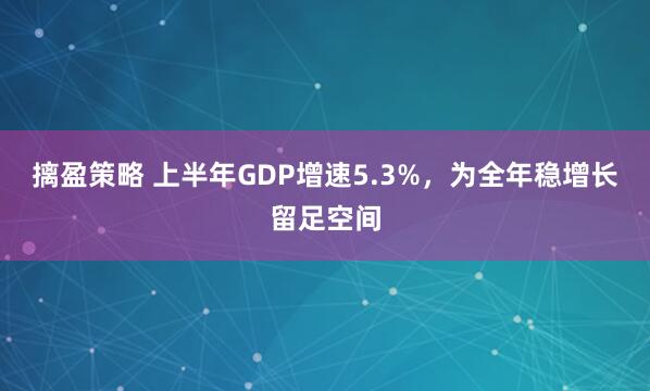 摛盈策略 上半年GDP增速5.3%，为全年稳增长留足空间