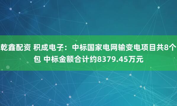 乾鑫配资 积成电子：中标国家电网输变电项目共8个包 中标金额合计约8379.45万元