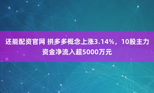 还能配资官网 拼多多概念上涨3.14%，10股主力资金净流入超5000万元